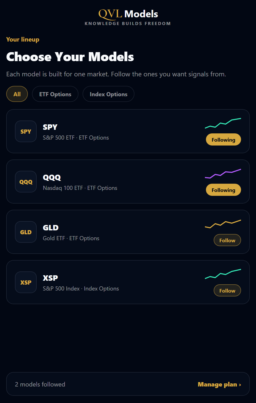 Choose Your Models in the QVL app